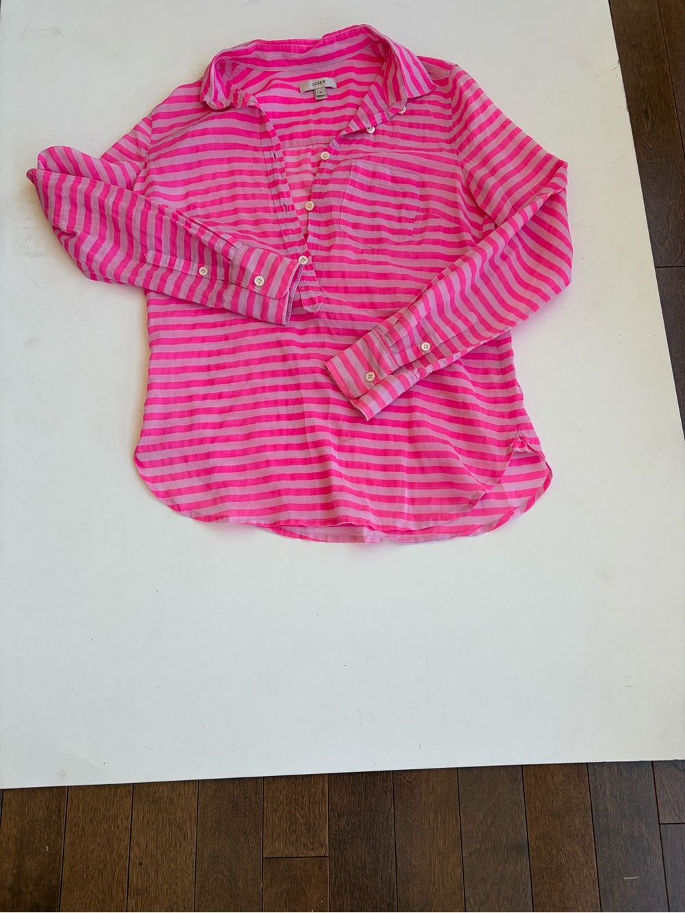 J. Crew Girls Hot Pink and Light Pink Striped Button-Front Blouse